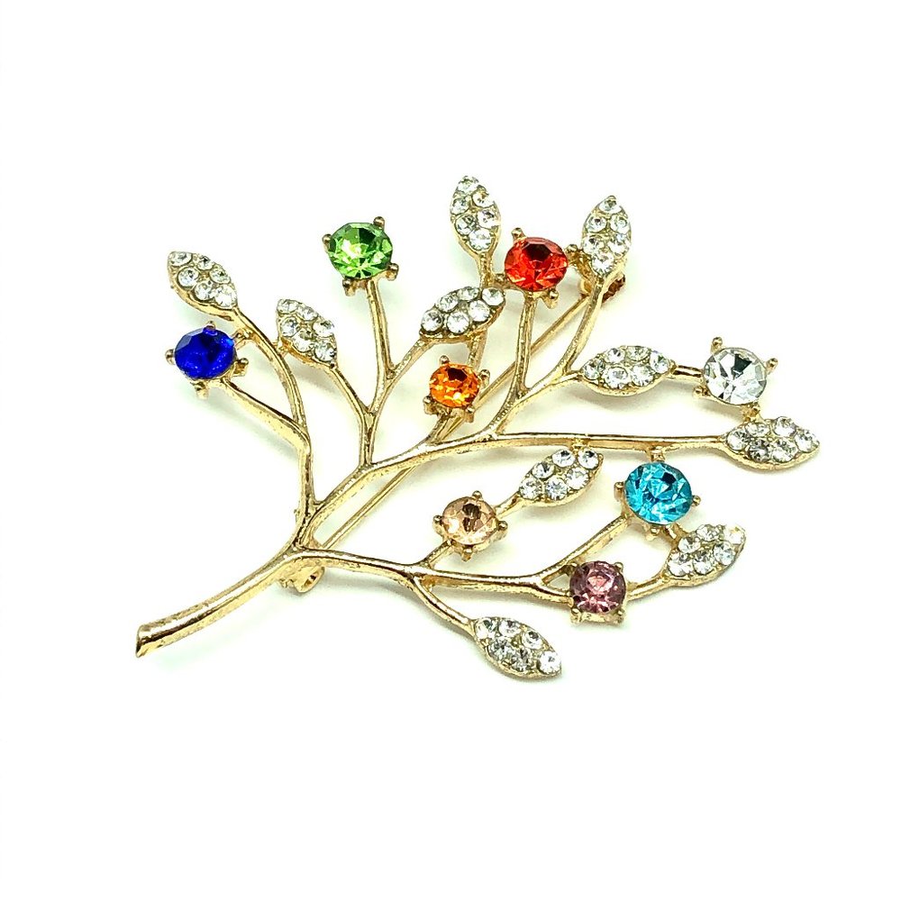 Sparkly Gold Rhinestone Tree Brooch - Picture 5 of 6